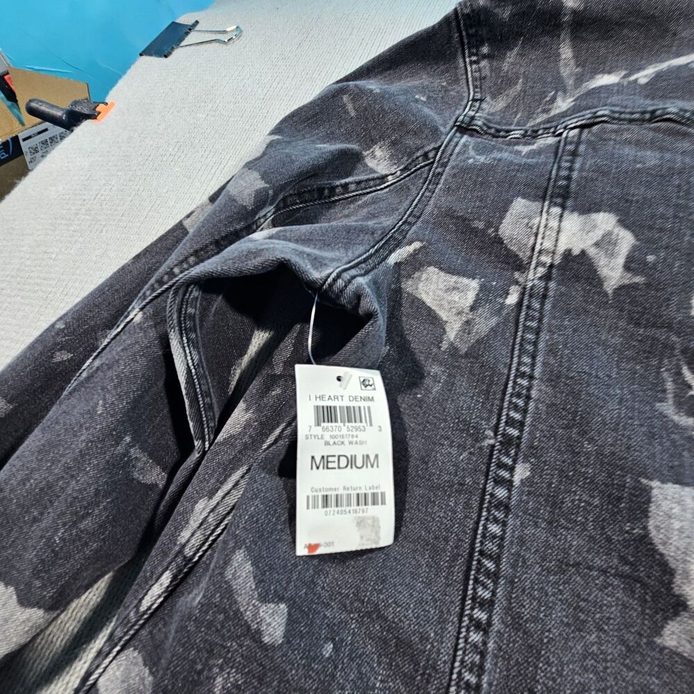 NWT Inc International Concepts Jacket Men Medium stone wash heart denim - Picture 9 of 11